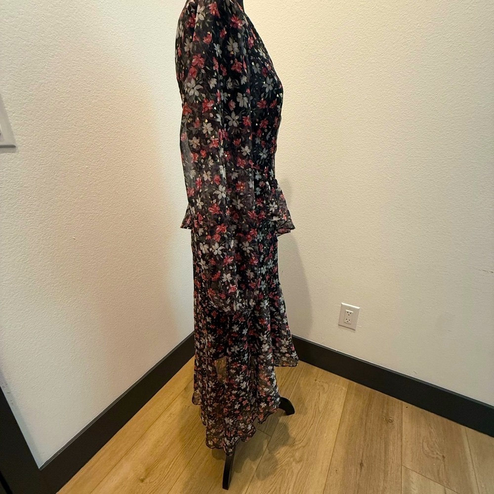 ASTR The Label Black Floral Chiffon Midi Dress – Size M - Picture 2 of 5
